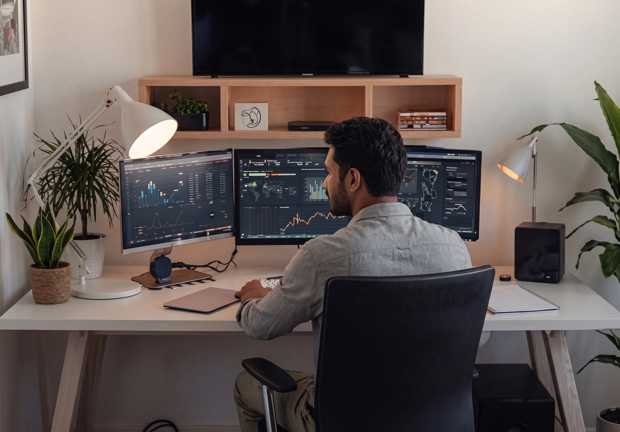 Remote business owner working from home